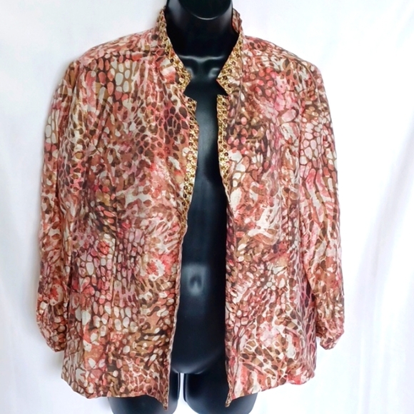 Chico’s Bernita Animal Pattern Jacket, Sz 1 (8) - Picture 1 of 8